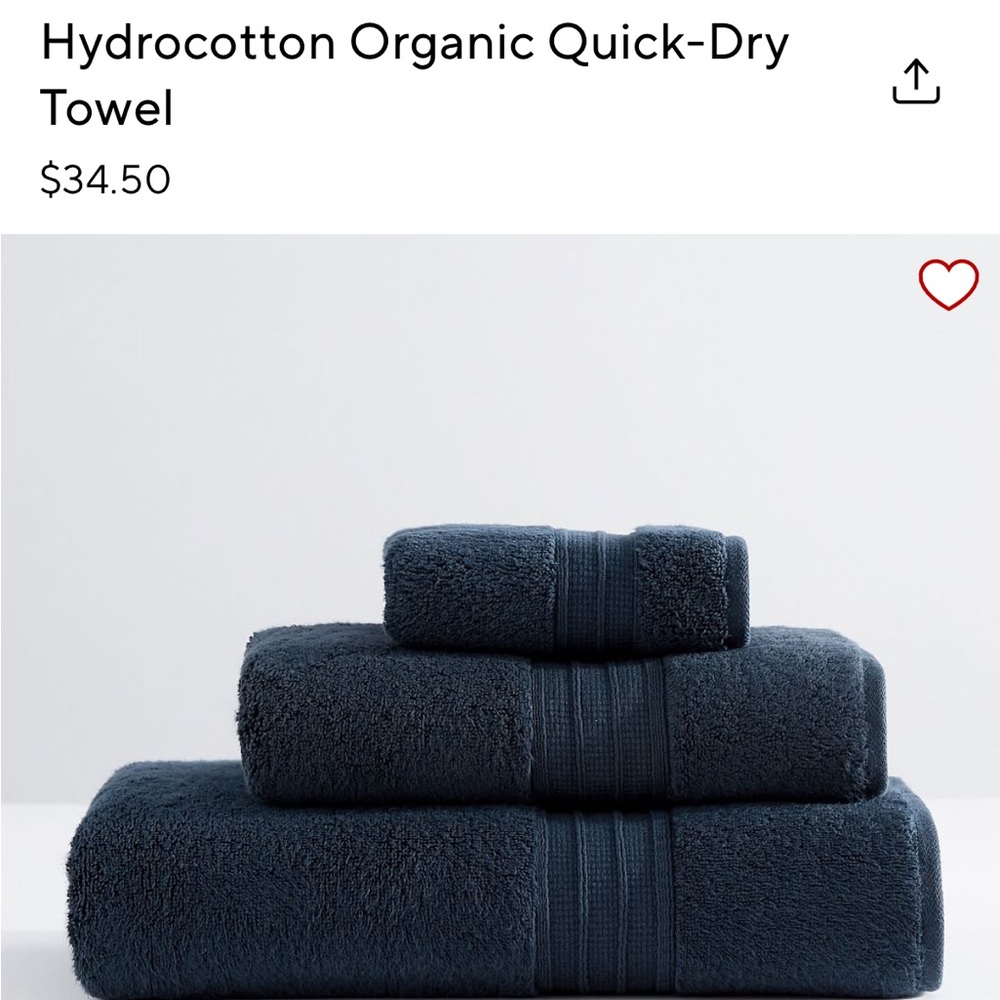 NWT Pottery Barn bath towel, navy blue